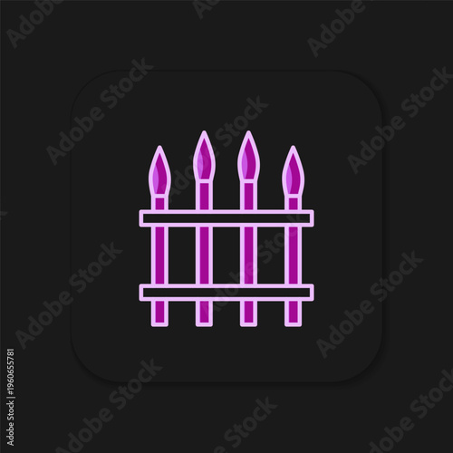 Filled outline Classic iron fence with metal pillars icon isolated on black background. Ancient wrought iron fence. Flat filled outline style with shadow. Vector