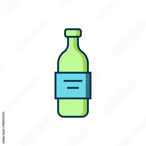 Filled outline Glass bottle of vodka icon isolated on white background. Flat filled outline style with shadow. Vector