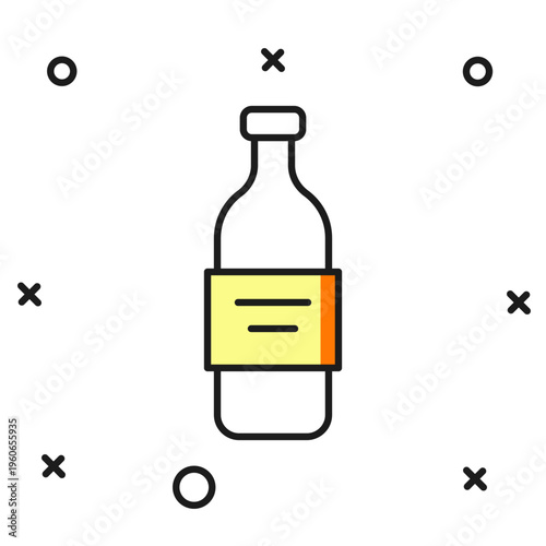 Filled outline Glass bottle of vodka icon isolated on white background. Flat filled outline style with shadow. Vector