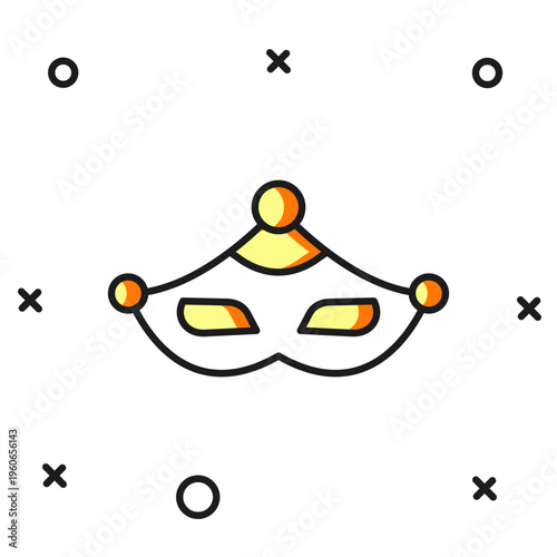 Filled outline Carnival mask icon isolated on white background. Masquerade party mask. Flat filled outline style with shadow. Vector