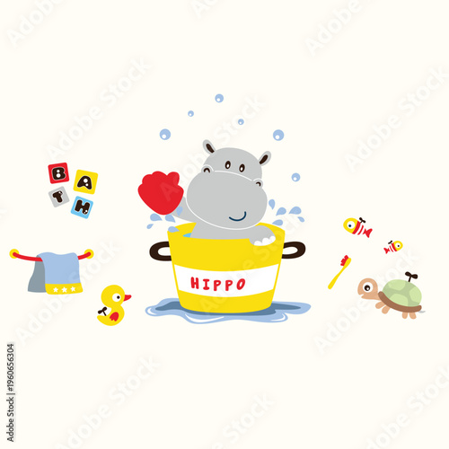 A Hippo's Splashing Fun Bathtime