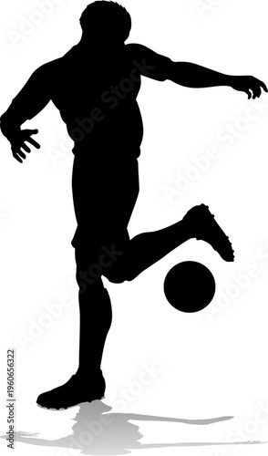 A soccer or football player male silhouette man