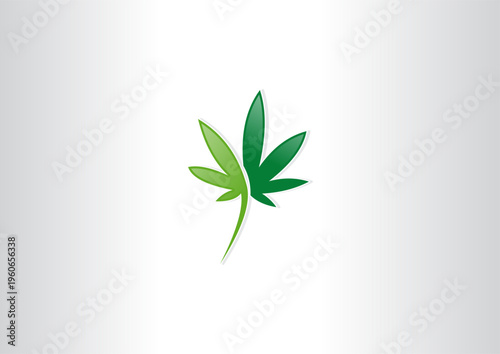 Minimalist Green Leaf Logo Illustration with Dual Tone Gradient for Organic Health and Eco Friendly Natural Branding Vector