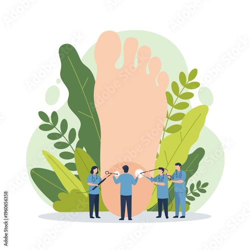 Podiatry Treatment: Doctors Performing Foot Surgery on Giant Foot