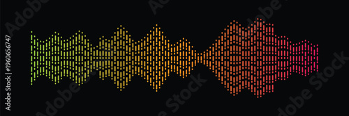 Colorful sound wave equalizer on black background, digital audio signal, music wave frequency isolated vector design.
