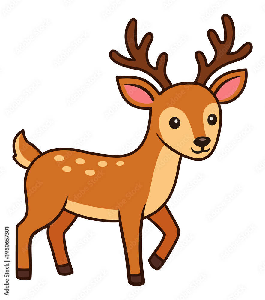 Fototapeta premium Deer cartoon illustration. Cute fawn clipart