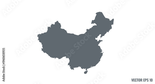 A dark grey silhouette depicting the geographical shape of the country of china high quality professional
