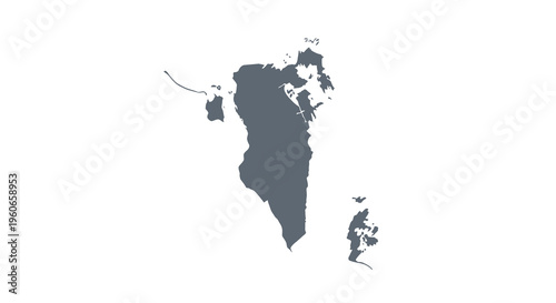 A dark abstract shape resembling a fragmented landmass against a clean white background high quality professional