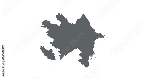 A grayscale silhouette map depicting the country of azerbaijan against a white background high quality professional