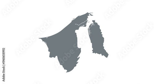 A grayscale map depicting the nation of brunei showcasing its geographical outline and coastlines high quality