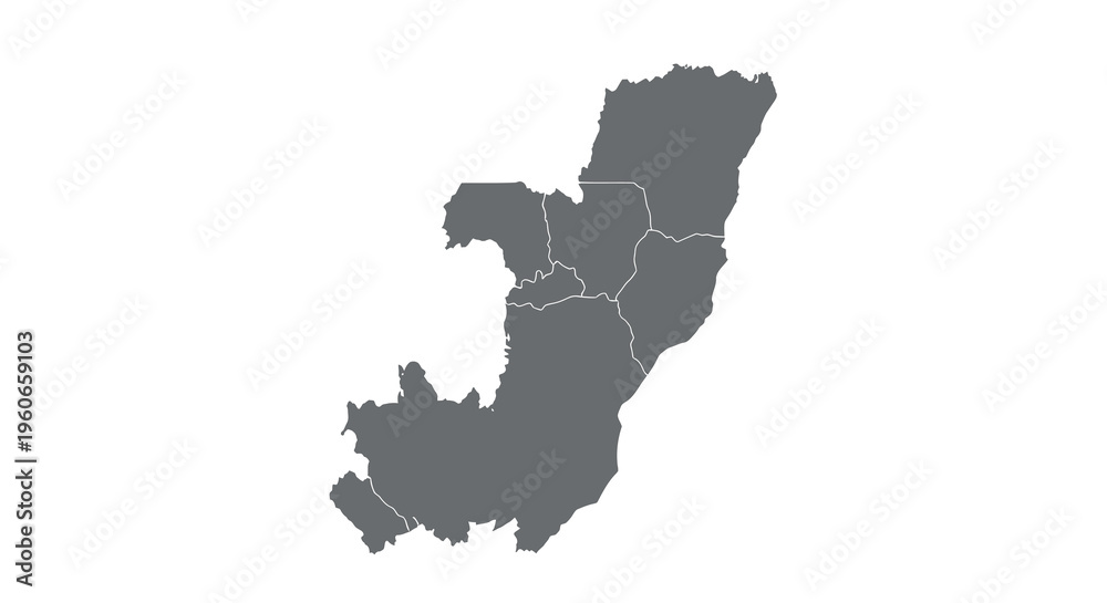 Fototapeta premium A dark silhouetted outline depicting the political map of the country of eSwatini high quality professional