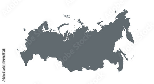 A dark gray silhouette depicts the geographical shape of the russian federation high quality professional detailed