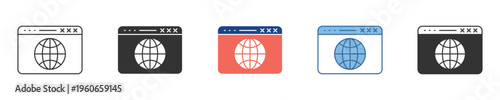Digital representation of global internet access and web browsing interface across diverse icon styles, symbolizing worldwide online connectivity and information retrieval platforms
