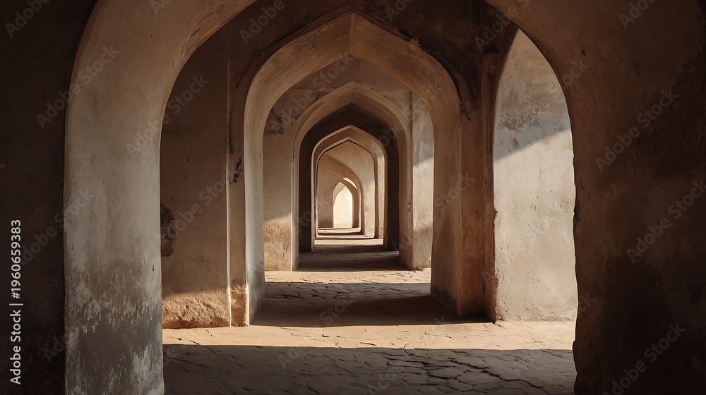 Obraz premium Ancient Arches in a Historic Building.