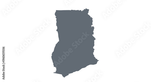 A dark blue solid silhouette depicting the geographical shape of ghana africa high quality professional detailed