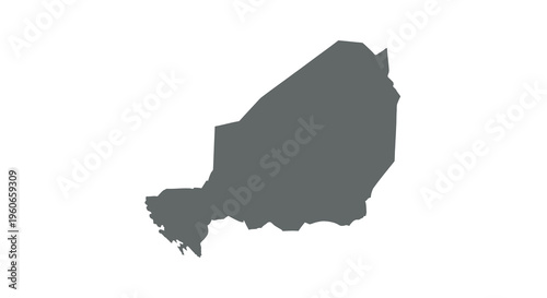 A stark black silhouette depicting the geographical outline of the nation of niger high quality professional