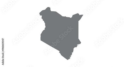 A grayscale silhouette depicting the geographical outline of the nation of kenya high quality professional detailed