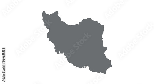 A stark black silhouette depicts the geographical shape of the country of iran high quality professional