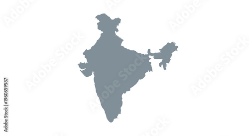 A grayscale map depicting the geographical outline of the republic of india high quality professional detailed