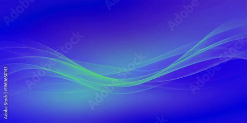 Abstract blue wave background featuring a smooth flow of soft fractal lines and bright light curves in a motion vector illustration backdrop pattern