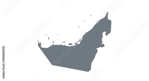 A grayscale silhouette map of the united arab emirates showing its coastal outline high quality professional