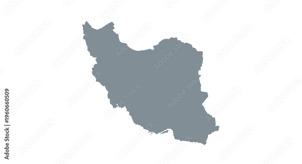 Fototapeta premium A gray simplified map depicting the geographic shape of the country of iran high quality professional