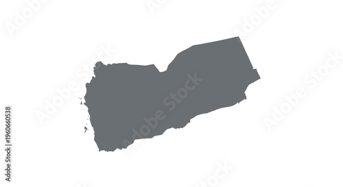 A dark grey silhouette depicting the geographical shape of the nation of yemen high quality professional