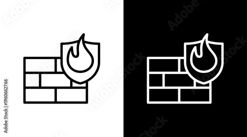 Firewall White Icon Set Design