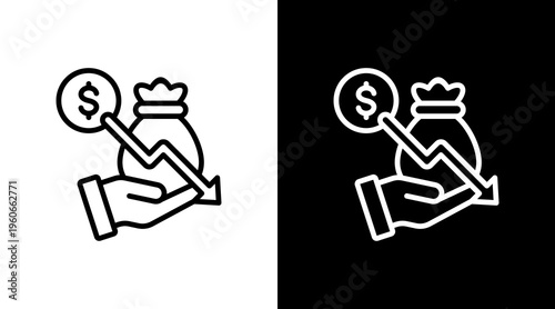 Financial Loss White Icon Set Design