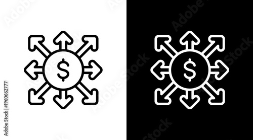 Currency Fluctuation White Icon Set Design