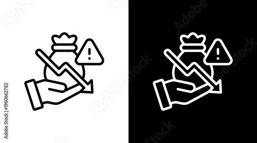 Stock Market Crash White Icon Set Design