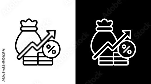 Economic Inflation White Icon Set Design