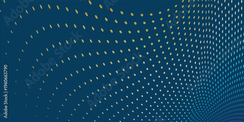 Abstract Blue Particle Wave Background with Gradient Dots Technology Design
