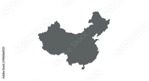 A stark silhouette of china s geographical outline presented in solid black against a white background