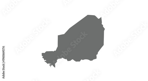 A stark black silhouette depicts the geographical outline of the nation of niger high quality professional