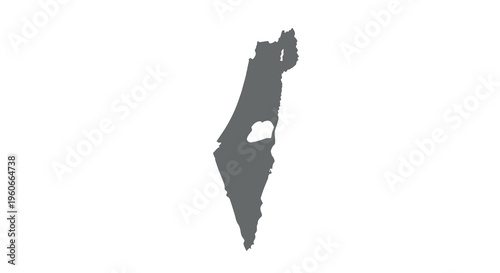 A stark black silhouette depicts the geographical shape of israel against a white background high quality