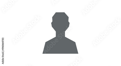 A simple solid black silhouette of a person s head and upper torso is shown