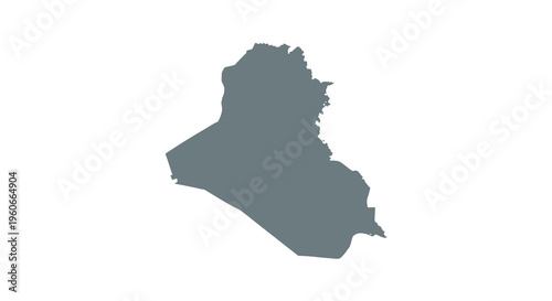 A dark gray silhouette depicts the geographical shape of the country of iraq high quality professional
