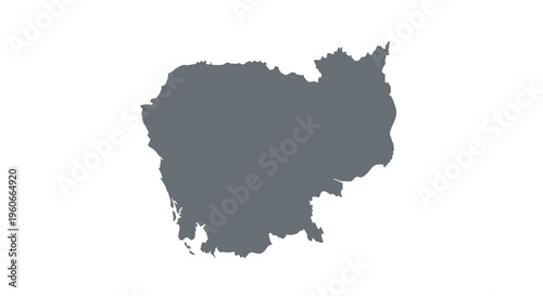 A dark gray silhouette of cambodia representing the country s geographical shape high quality professional detailed