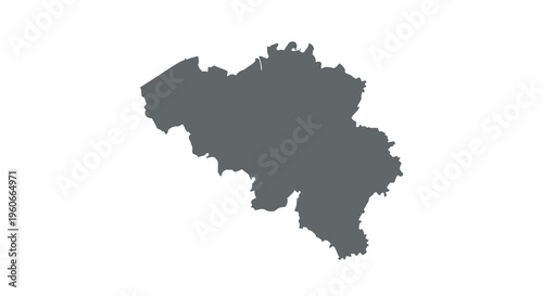 A stark black silhouette depicts the geographical shape of the country of Belgium high quality professional