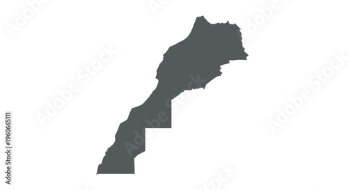 A stark black silhouette depicts the geographical shape of morocco north africa high quality professional detailed