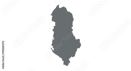 A dark silhouette of albania showcasing the country s geographical shape on a white background