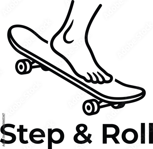 Continuous line of feet on a skateboard.minimalist line of skateboarder.one line vector illustration.isolated white background
