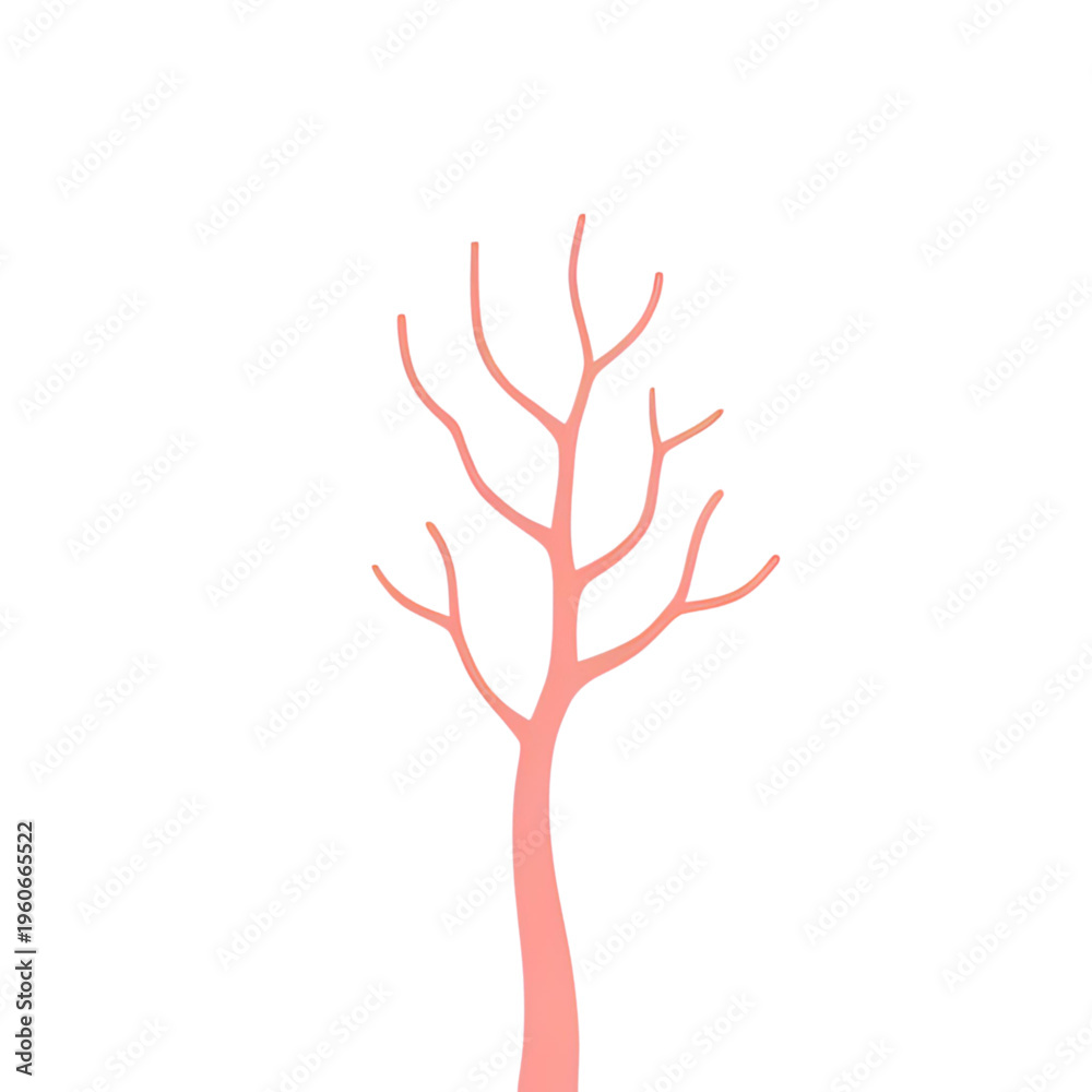 Naklejka premium The pink tree illustration depicts a bare tree standing alone.