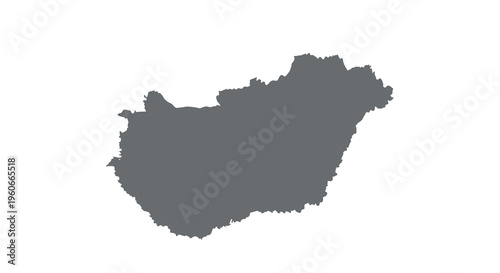 A solid black silhouette depicts the geographical shape of hungary a central european country high quality