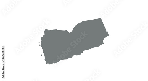 A grayscale silhouette depicting the geographical shape of yemen on a white background high quality professional
