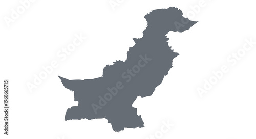 A dark gray silhouette depicting the geographic shape of the country of pakistan high quality professional
