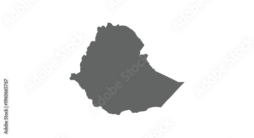 A stark black silhouette depicts the geographical outline of the nation of ethiopia high quality professional