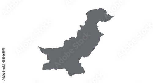 A dark silhouette depicts the geographical shape of the country pakistan on white high quality professional
