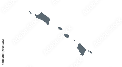 A dark blue silhouette outlines the eight main islands of the state of Hawaii high quality